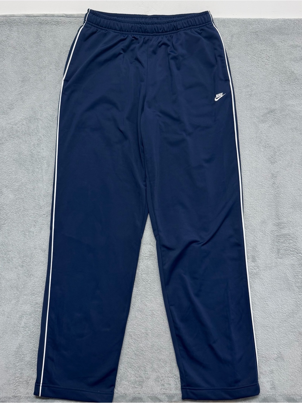 Vintage 90s Nike Track Pants Navy Blue White Piping Ankle Zip Y2K Mens Large